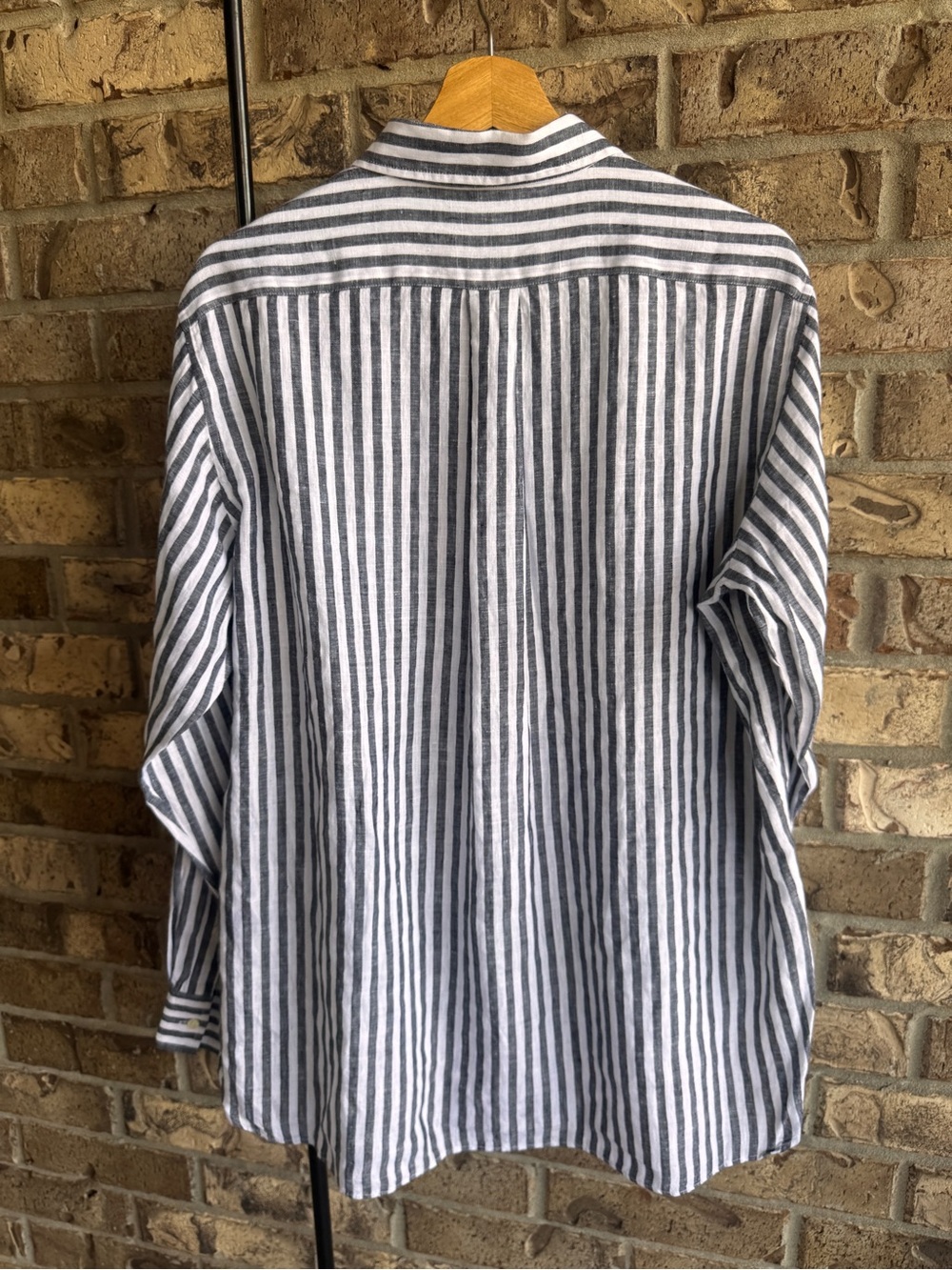 Lauren Ralph Lauren 100% Linen Striped Popover Half Button Shirt Size L - Picture 7 of 16